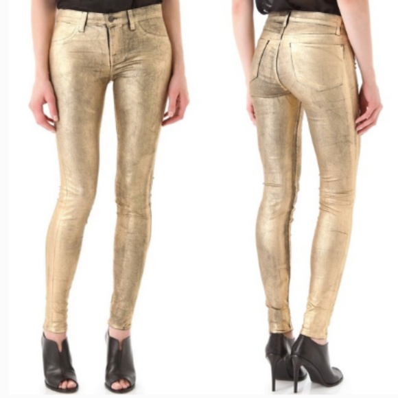 Super Skinny Mid Rise Jeans Gold 